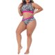 thumbnail image 2 of Traje de baño de dos piezas de talla grande Agnes Orinda para mujeres, con cintura alta y estampado de cebra en negro L, 2 of 6