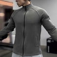 thumbnail image 2 of Long Sleeve Jackets for Men with Pockets Zip-Up Mock Neck Coats Mens Casual Solid Color Stretchy Slim-Fit Breathable Athletic Workout Outerwear Jacket, 2 of 5
