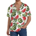 thumbnail image 3 of Honeii 's Watermelons for men's short-sleeved button-up collared shirt featuring a pocket, perfect for beach vacations, and travel adventures., 3 of 5