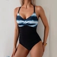 thumbnail image 6 of Women's One Piece Swimsuits Tummy Control Front Cross Bathing Suits V Neck Slimming Tie Back Swimwear Blue M, 6 of 6