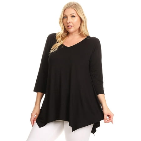 Moa Collection - Women's Plus Size Solid Color Tunic - Walmart.com ...