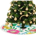 thumbnail image 3 of GZHJMY Christmas Tree Skirt Xmas Tree Skirts 48" Bright Floral Butterfly Flowers Christmas Tree Mat for Christmas Holiday Party Ornaments, 3 of 5