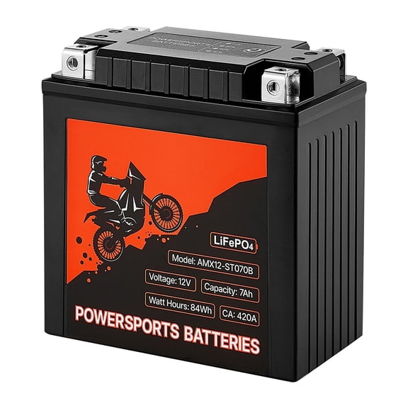 12V 7Ah LiFePO4 Lithium Motorcycle Battery Pre Charged Maintenance Free High Performance Compatible with ATV Jet Ski Scooter UTV