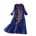 thumbnail image 1 of Vestido de verano para mujer, elegante, bordado floral, maxi, cómodo, informal, vestido de hadas 108cm de longitud, 1 of 9