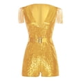 thumbnail image 3 of inhzoy Womens Sparkly Deep V Neck Romper Sequin Fringe Shorts Jumpsuit Glitter Festival Rave Outfit Gold M, 3 of 7