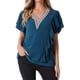 thumbnail image 1 of BLUSA CASUAL SUELTA DE MANGA CORTA CON VOLANTES Y ESCOTE EN V PARA MUJERES INSPIRADA EN CHIC XL AZUL OSCURO, 1 of 6