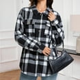 thumbnail image 5 of Gamivast Fleece Lined Shacket for Women Plaid Button Down Long Sleeve Winter Jackets with Chest Pockets Long Loose Stand Collar Warm Coats Fall Trendy Outerwear 2025, 5 of 6