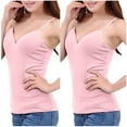 thumbnail image 4 of Fanxing 2 Pcs Tank Top for Women Long Camisole Spaghetti Strap Basic Cami Tops Womens Undershirts Pack 2 Pink,XL, 4 of 6