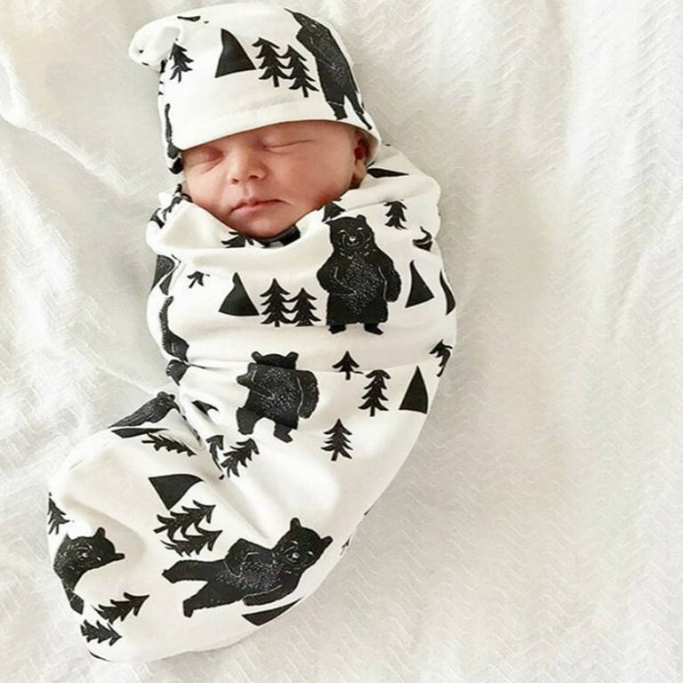 Blanket Newborn Swaddle Baby Swaddling Photography Hat Wrap Infant Girl Receiving Set Blankets Stretchy Nursery Swaddles