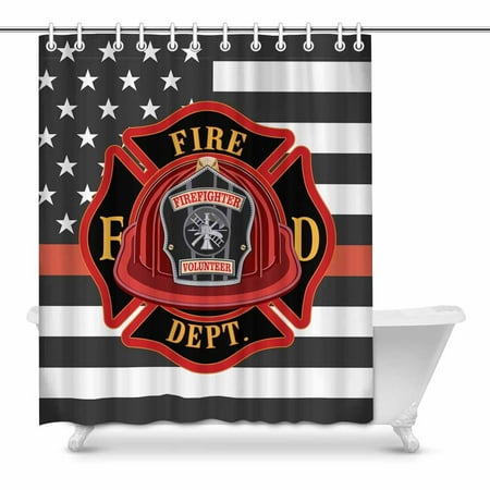 Mkhert Thin Red Line Firefighter Flag Decor Waterproof Polyester