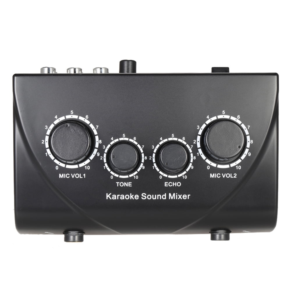 Carevas Portable Karaoke Mixer,Professional Digital Audio Sound Karaoke Machine Echo Mixer System for Family Party Entertainment, 2 Mic Inputs