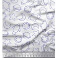 thumbnail image 1 of Soimoi White polyester Crepe Fabric Planet & Stars Galaxy Print Fabric by the Yard 42 Inch Wide, 1 of 3