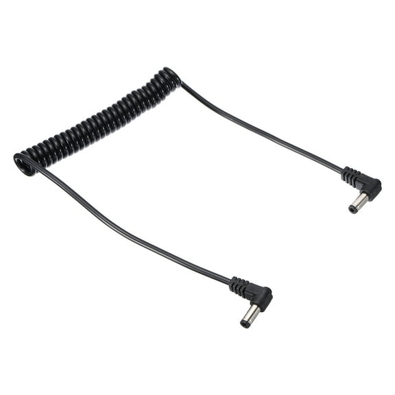 Uxcell 5Ft 5.5mm x 2.5mm Male to Male DC Power Cable, Right Angle Wire Adapter Coiled Extension Cable Cord