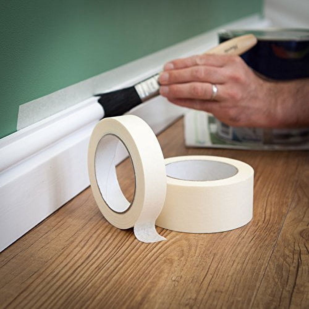 IDL Packaging 12 Rolls of 2" x 60 yards White Masking Tape for General Purpose, Natural Rubber