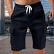 thumbnail image 3 of WILLBEST Pantalones Cortos de Lino de Verano para Hombre, con Bolsillos Grandes, para Playa, Deportivos, de Rayas Lisas, Ligeros y Elásticos, para Verano, Holgados y Casuales., 3 of 6