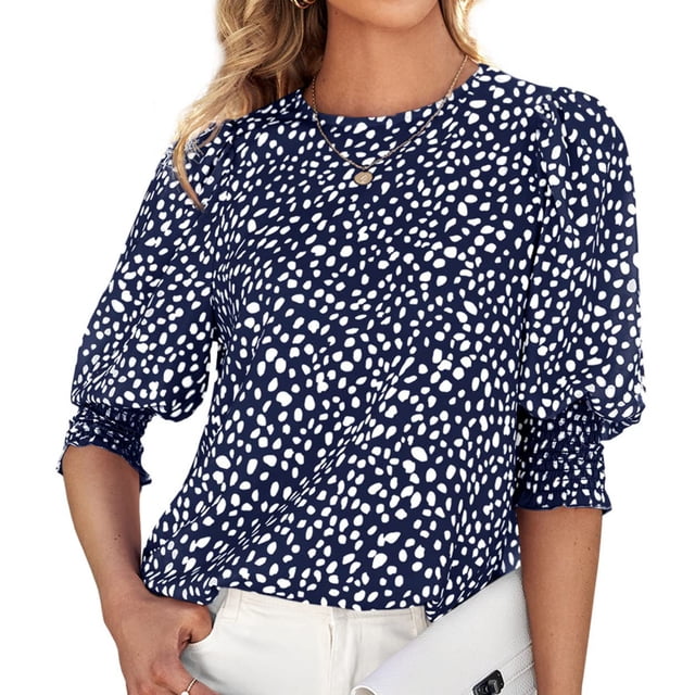 Tops d'Été pour Femmes 2023 Tendance Femmes Été Ronde - Col Manches Courtes Top Chemisier Dégagement
