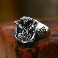 thumbnail image 3 of HOOUN Nordic Viking Odin's Raven Totem Signet Ring Stainless Steel Retro Biker Ring-12, 3 of 5
