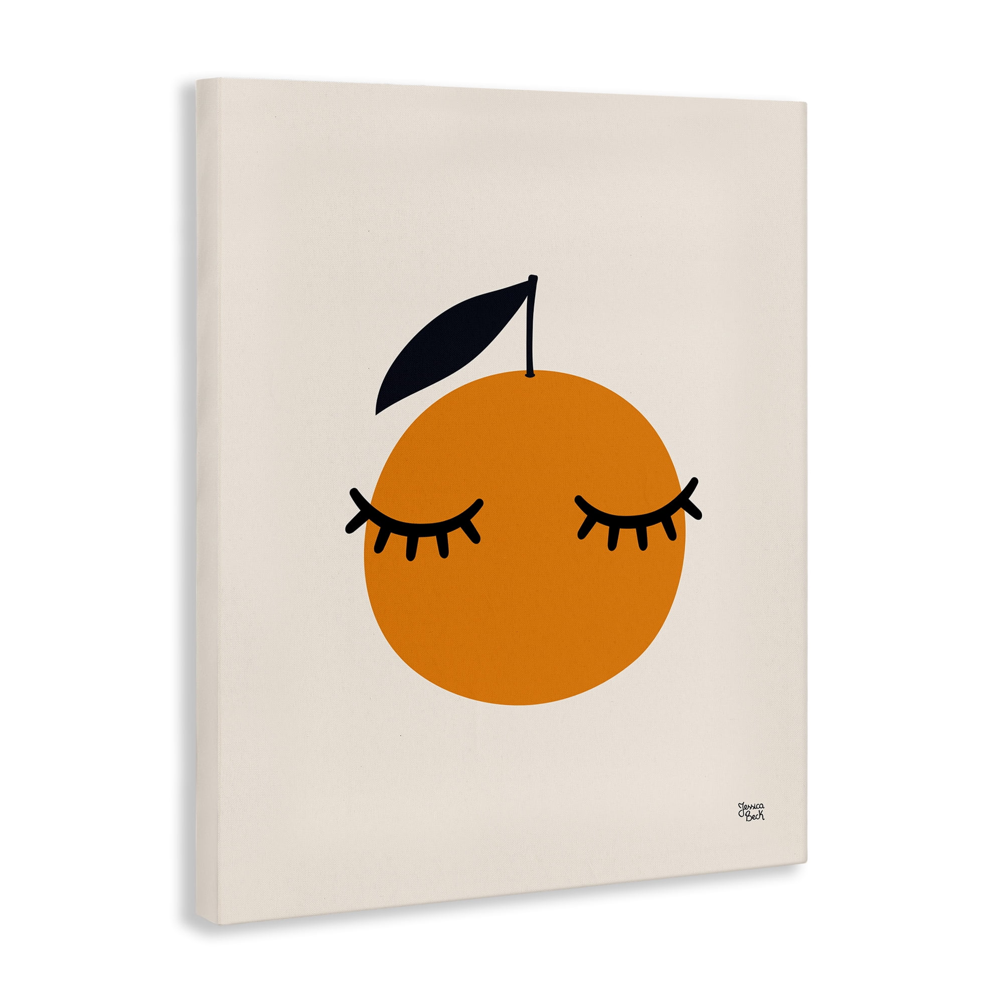 Stupell Industries Orange with Eyelashes Food & Beverage Painting Wrapped Canvas Art Print Wall Art, 24 x 30