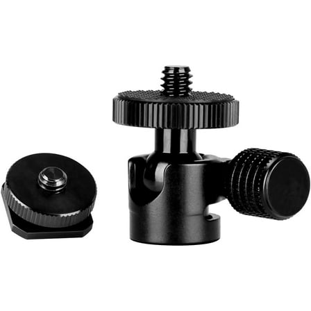koolehaoda 1/4 Mini BallHead & Hot Shoe Mount Adapter for Camera Video Light Tripod Monopod (1/4 Ball Head)