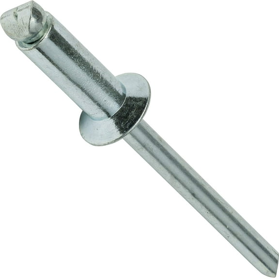Steel Pop Rivets 1/8" x 3/16" Flat Countersunk Head Blind 4-3 Gap .126" - .187" Quantity 100 By Fastenere