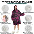 thumbnail image 5 of Black Pink Butterfly Pattern Wearable Oversized Blanket,Wearable Blanket Hoodie for Adults,Cozy Hooded Blankets with Super Pockets,Super Warm Fuzzy Pullover for Women & Men, 5 of 6