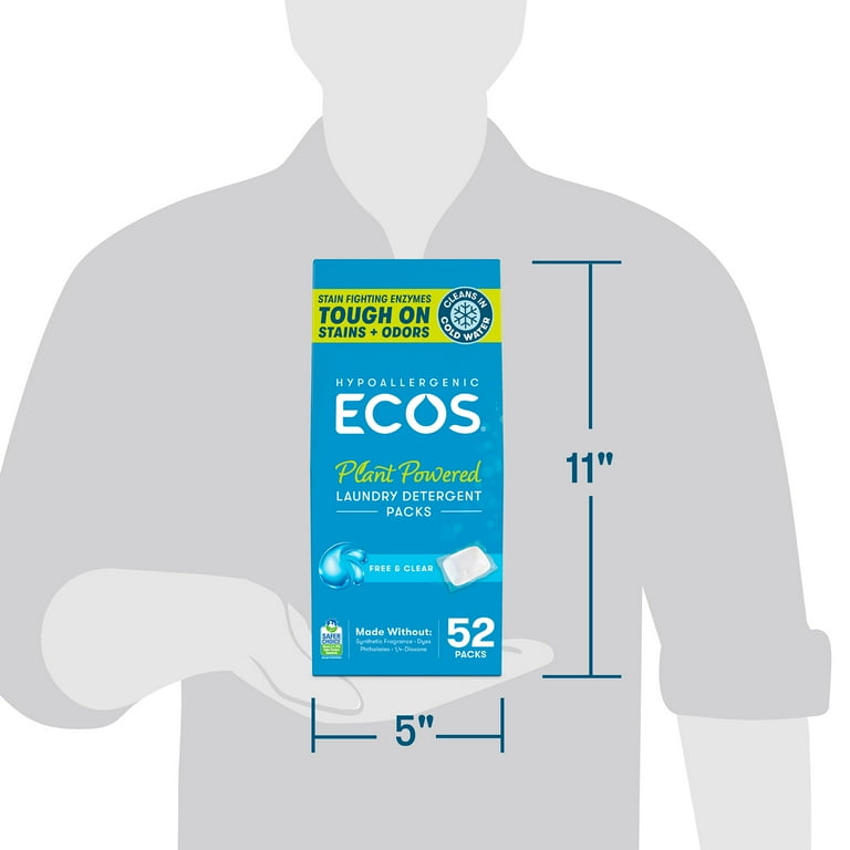 ECOS Hypoallergenic Laundry Detergent Packs for Sensitive Skin