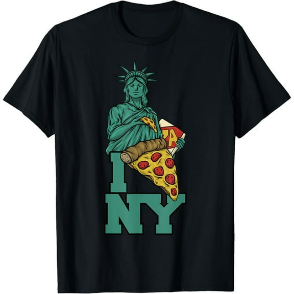 I Love New York Pizza Statue Of Liberty USA America Food Funny Creative Graphic T-Shirt