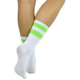 thumbnail image 2 of ToBeInStyle Women's Acrylic Ankle High w/ Striped Top Athletic Socks - White/Lime Green, 2 of 6