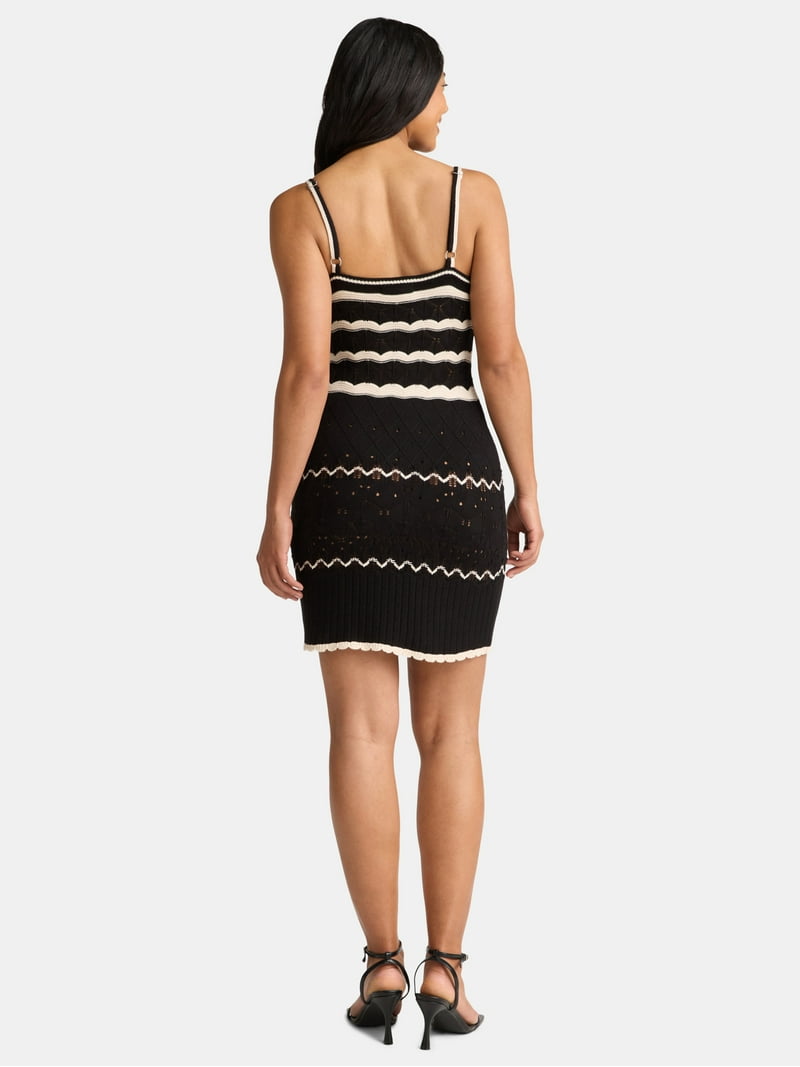 Madden NYC Women's Pointelle Knit Stripe Mini Dress, Sizes XXS-XXL