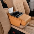 thumbnail image 1 of Multifunctional PU Leather Car Armrest Storage Box & Organizer, Height Increasing Console Pad with Cup Holder, Paper Towel Dispenser, Side Pockets for Vehicle Interior, 1 of 8