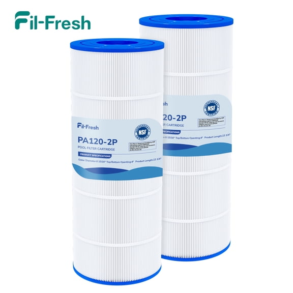 Fil-fresh 2-Pack C1200 Pool Filter Cartridge for Hayward Star Clear Plus, Replaces CX1200RE PA120 C-8412, 120 sq.ft, 23-1/4" Height