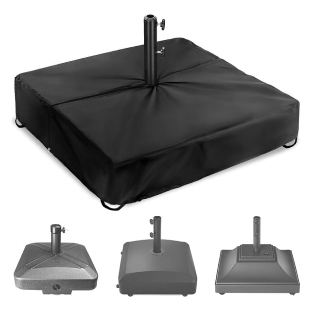 Patio Umbrella Base Cover for Outdoor Umbrellas Base,Heavy Duty 600D Waterproof Anti-UV,30"L x 30"W x 5"H,Outside Square Umbrella Stand Base Covers (Black)
