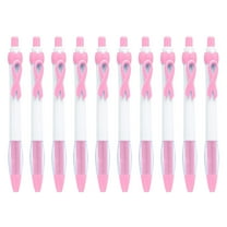 10 Pcs Cancer Awareness Ribbon Retractable Gel Roller Pens,10ML Plastic Ballpoint Retractable Durable Plastic Pens,Meaningful Ribbon Design Pens,Smooth Gel Ink for Writing Notes, Letters,Pink