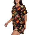 thumbnail image 2 of Uemuo Colorful Tulips Pattern Women's Short-Sleeved Pajama, Button-Front Loungewear, 2-Piece Summer Sleepwear, Elastic Drawstring Shorts-4X-Large, 2 of 7