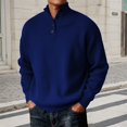 thumbnail image 2 of Sweatshirts Men Knit Quarter Zip Sweater Pullover Top Loose Stand Collar Long Sleeve for Fall Winter Spring BU1 L, 2 of 4