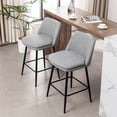 thumbnail image 4 of Cterwk 360 Degree Swivel Barstools with Metal Legs, 25.6" Seat Height Linen Bar Stools for Kitchen Island, Set of 2, Light Gray, 4 of 10