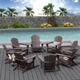 thumbnail image 3 of WestinTrends Dylan Plastic Adirondack Chairs Set of 8, All Weather Poly Lumber Outdoor Patio Chairs, Seashell Slat Curved Back Garden Lawn Deck Chairs, Dark Brown, 3 of 8