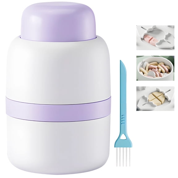 Pill Cutter with Safe Blade Design, Portable Pill Splitter for Halves and Quarters, Ideal for Home Travel Elderly Pets, Includes Storage and Cleaning Brush