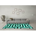 thumbnail image 3 of Ahgly Company Machine Washable Indoor Rectangle Abstract Turquoise Blue Contemporary Area Rugs, 3' x 5', 3 of 4