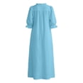 thumbnail image 5 of SETOOFF Women Ruffled V Neck Midi Dress Puff 3/4 Sleeve Loose Shift Dress Casual Side Pockets Vacation Travel Outfits, 5 of 7