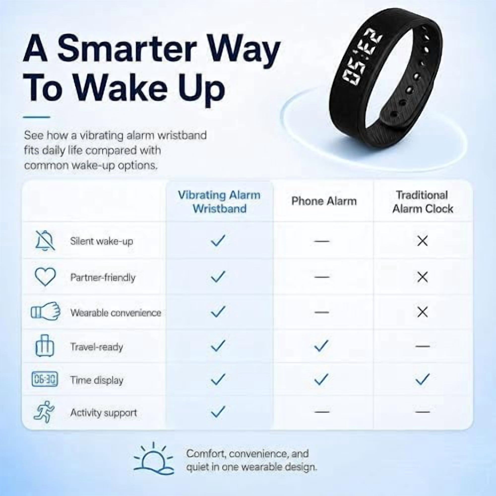 Auralis Wake Band, Vibrating Alarm Clock Wristband for Heavy Sleepers, Silent Vibration Watch for Deaf & Hard of Hearing, Smart Wake Up Band for Deep Sleepers Adults, Won't Disturb Partner