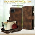 thumbnail image 5 of for Samsung Galaxy A12 5G Wallet Case with Card Holder for Women Men, Phone Case RFID Blocking PU Leather Flip Shockproof Cover with Shoulder+Wrist Strap Zipper Credit Card Slots Stand,Brown, 5 of 7