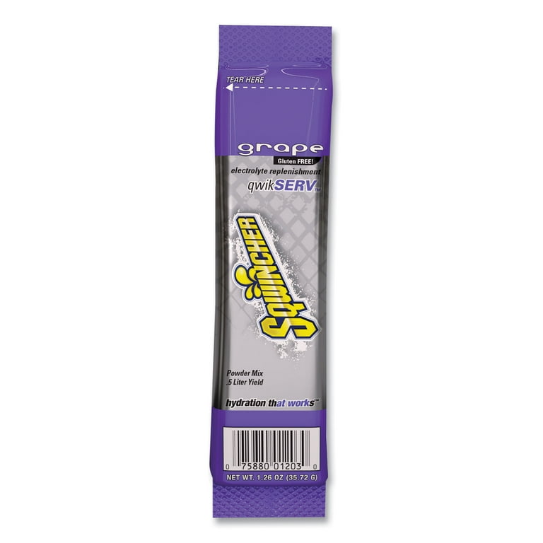 Thirst Quencher QwikServ Electrolyte Replacement Drink Mix, Grape, 1.26 oz Packet, 8/Pack Thirst Quencher QwikServ Electrolyte Replacement Drink Mix, Grape, 1.26 oz Packet, 8/Pack