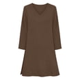 thumbnail image 6 of Tunic for Women V Neck Three Quarter Sleeve Casual Loose Fit Solid Soft Flowy Fabric Lightweight Versatile Longline Daily Loungewear Top, 6 of 6