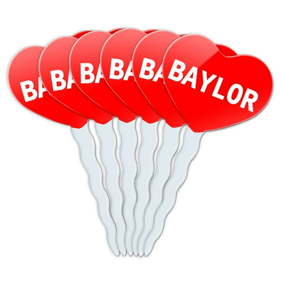 Baylor Heart Love Cupcake Picks Toppers - Set of 6