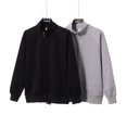 thumbnail image 3 of Heavyweight solid color stand-up collar zip-up cardigan jacket for men, autumn fashion, simple sporty casual double zip-up sweatshirt, 3 of 4