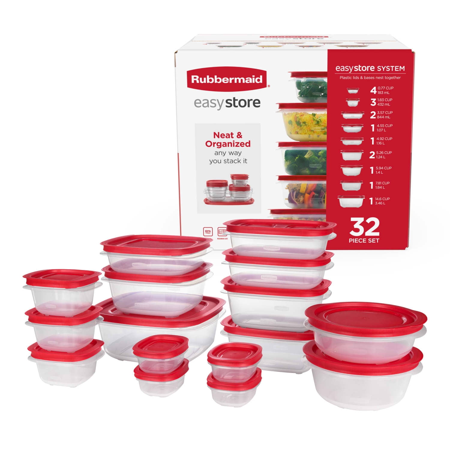 Rubbermaid, Food Storage Containers, 14-piece Red Set - Walmart.com