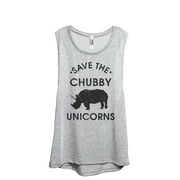 Save The Chubby Unicorns Women's Fashion Sleeveless Muscle Workout Yoga Tank Top Sport Grey Large