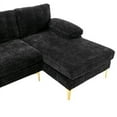 thumbnail image 7 of Sectional Sofa, U-Shaped Convertible Couch with Backrest, Armrest, Pillows and Thick Cushions, Comfortable Padded Sofa with Metal Legs for Living Room Bedroom Office, Black, 7 of 7