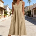 thumbnail image 2 of Afdoent Dresses For Women Linen Maxi Dresses For Casual V Neck Long Dress Sleeveless With Pockets Beach Travel Vacation Long Sundress Boho Beach Dress, 2 of 5